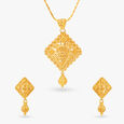 Opulent Gold Spiral Pendant Set 