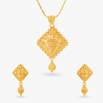 Opulent Gold Spiral Pendant Set