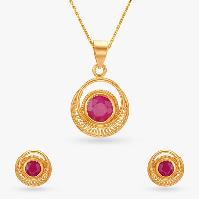 Quirky Elegance Pendant With Earrings Set,,hi-res 
