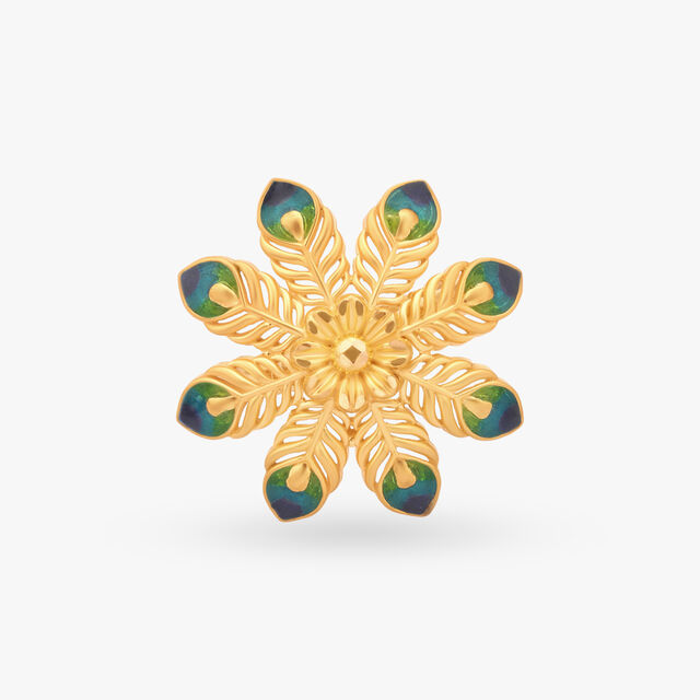Peacock Plumes Cocktail Finger Ring 3