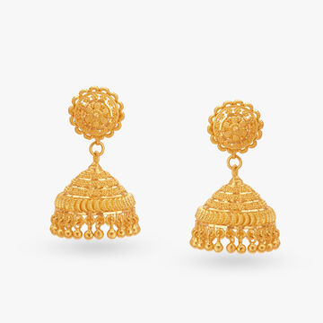 Classic Gold Filigree Jhumka Earrings