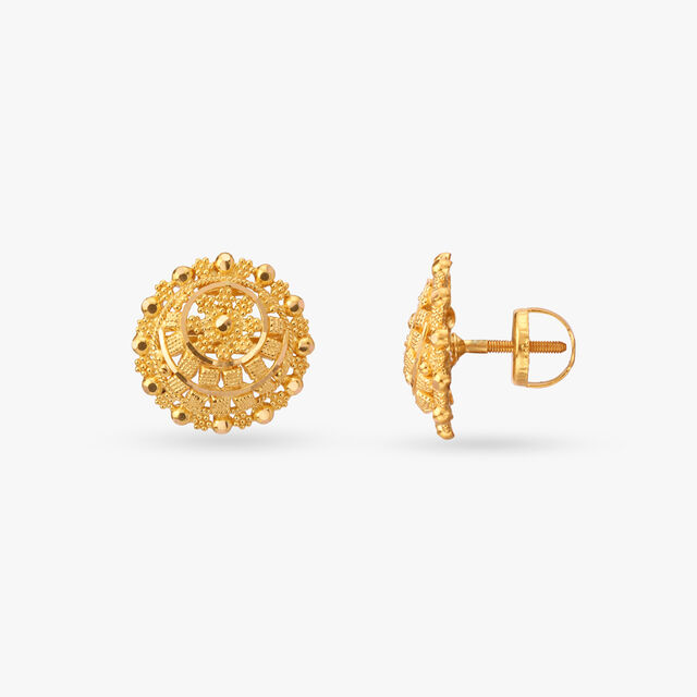 Celestial Orb Gold Stud Earrings 2