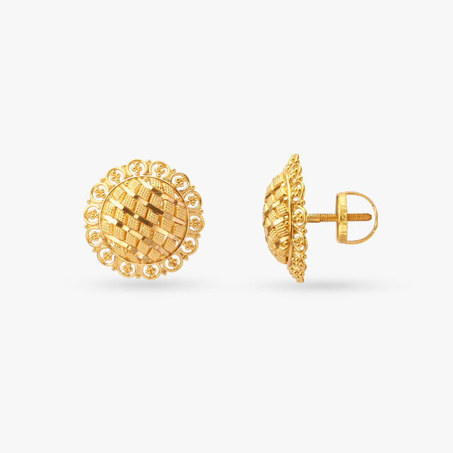Intricate Gold Stud Earrings 2