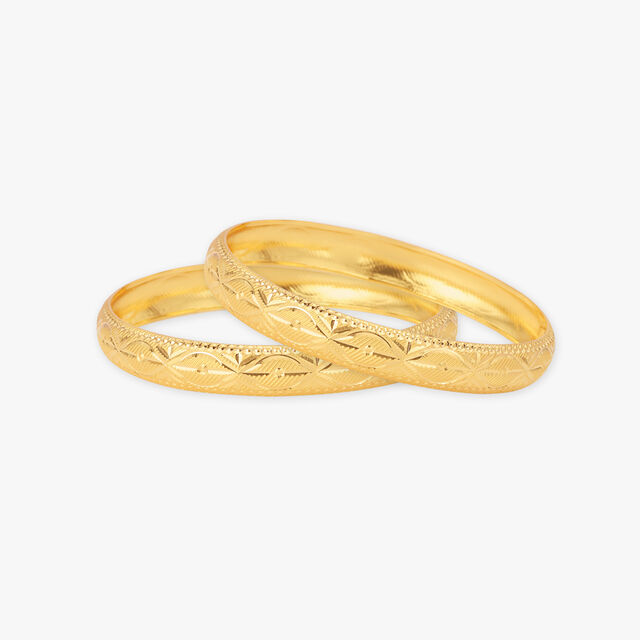 Heritage Gold Engraved Bangle 