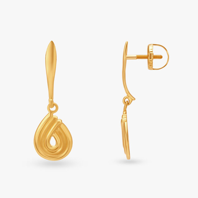 Spiral Teardrop Gold Earrings 2