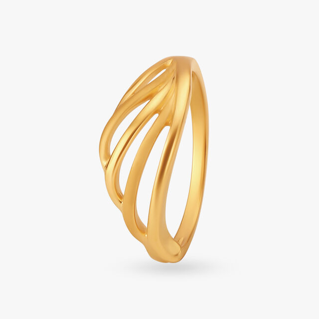Abstract Gold Finger Ring
