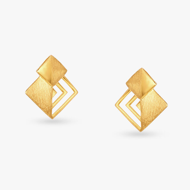 Dimensional Gold Stud Earrings 