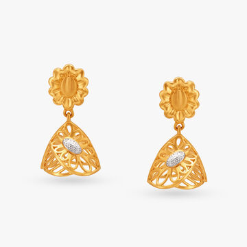 Floral Crest Gold Earrings