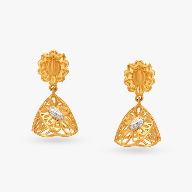Floral Crest Gold Earrings 