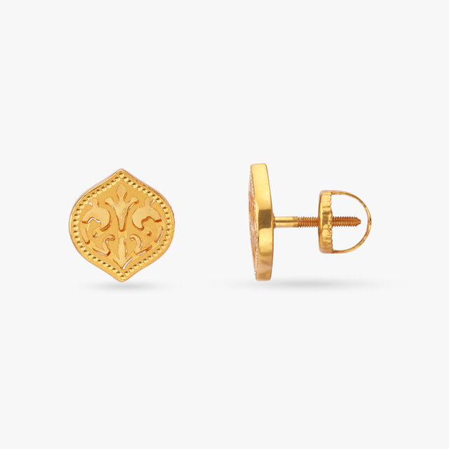 Floral Gold Stud Earrings 2