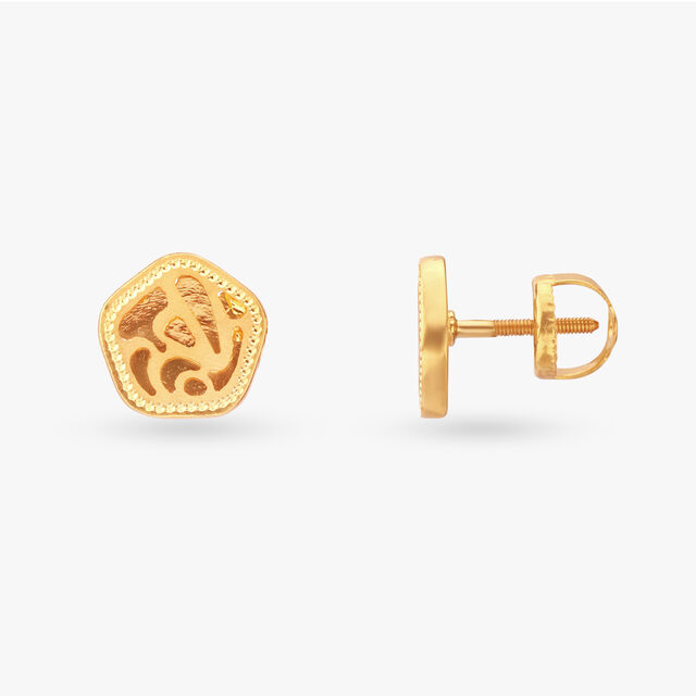 Engraved Gold Stud Earrings 2