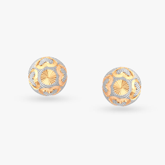 Engraved Gold Stud Earrings 