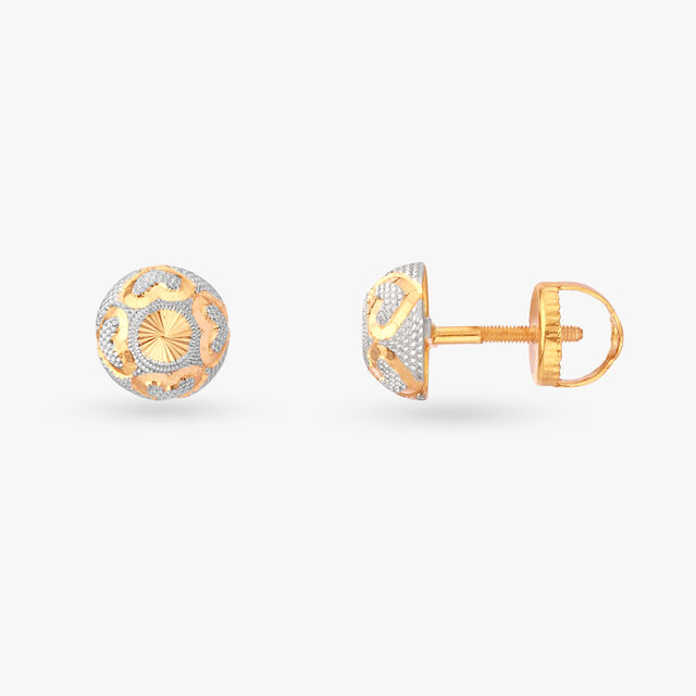 Engraved Gold Stud Earrings 2