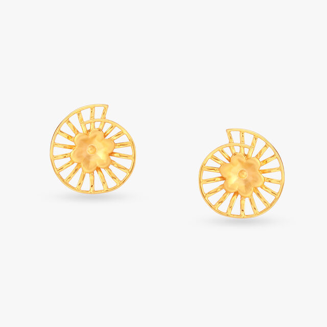 Sunwheel Gold Stud Earrings 