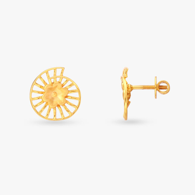 Sunwheel Gold Stud Earrings 2