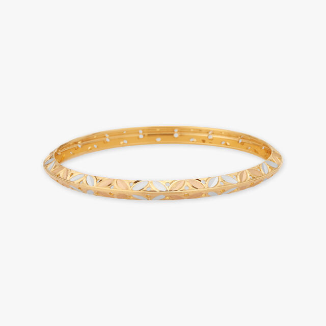 Leaf Patterned Gold Bangles