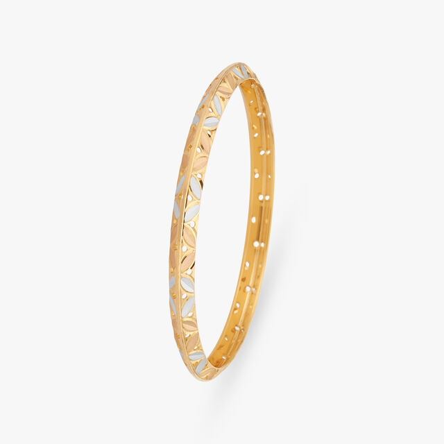 Leaf Patterned Gold Bangles