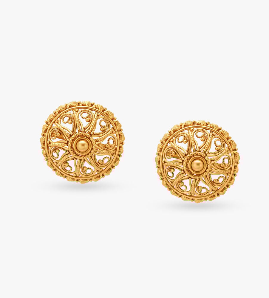 Circle gold stud earrings store