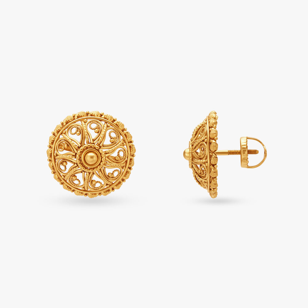 Gold studs tanishq hot sale