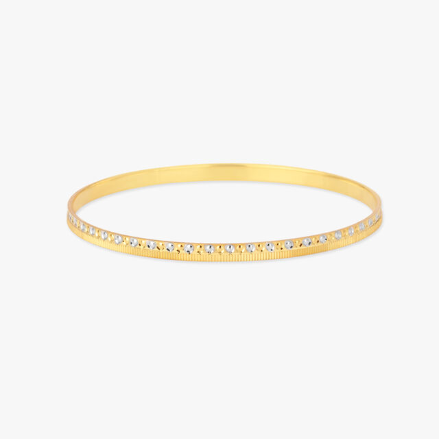 Rhodium Accent Gold Bangle