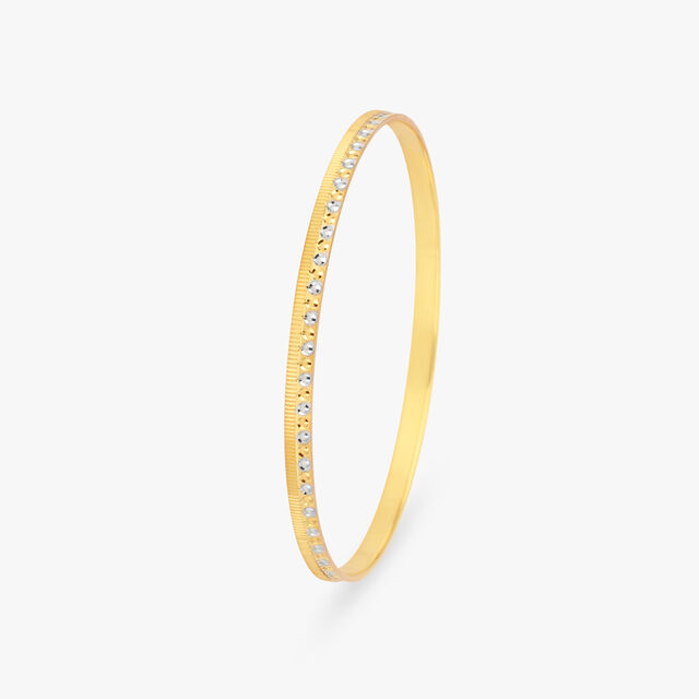 Rhodium Accent Gold Bangle