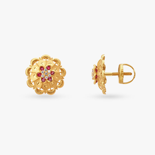 Concentric Gold Pendant and Earrings Set 5