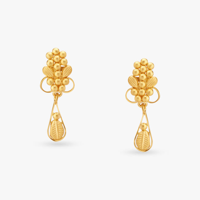 Beaded Gold Drop Earrings 