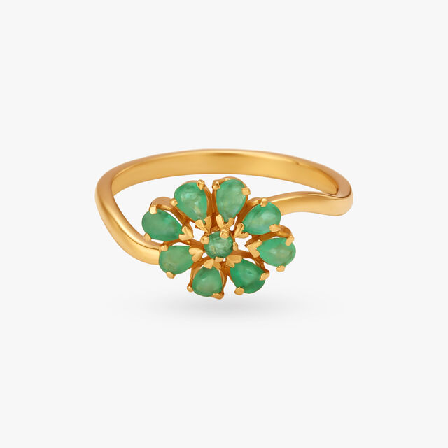 Floral Emerald Finger Ring