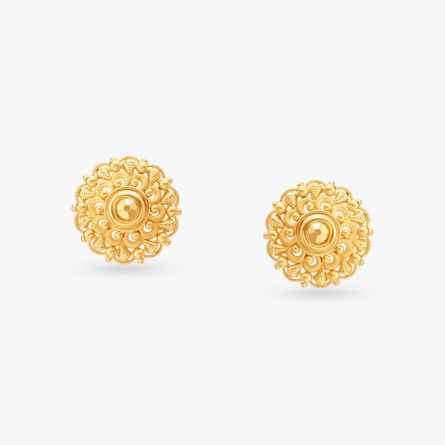 Intricate Gold Stud Earrings 