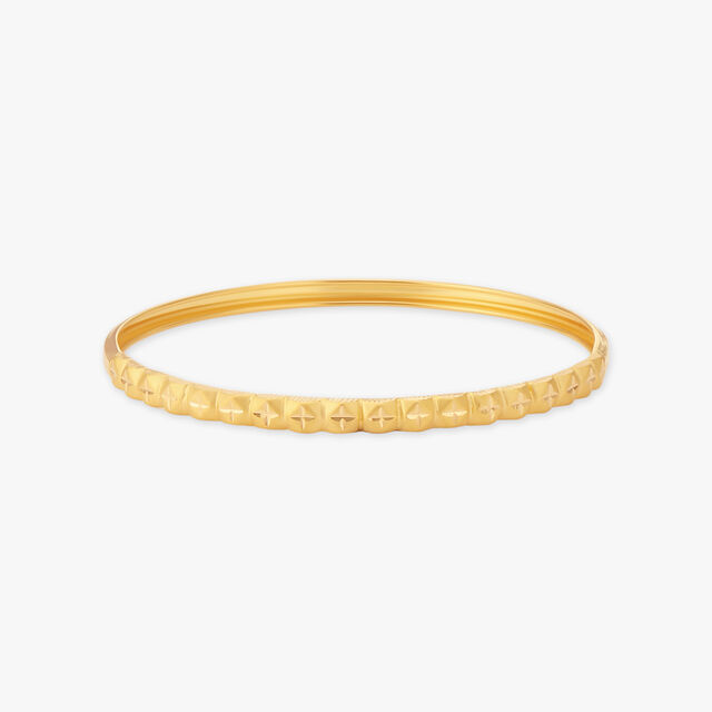Spiral Groove Gold Bangle 