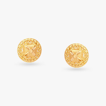 Beaded Gold Flower Stud Earrings