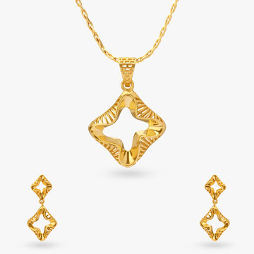 Radiant Starburst Gold Pendant and Earrings Set