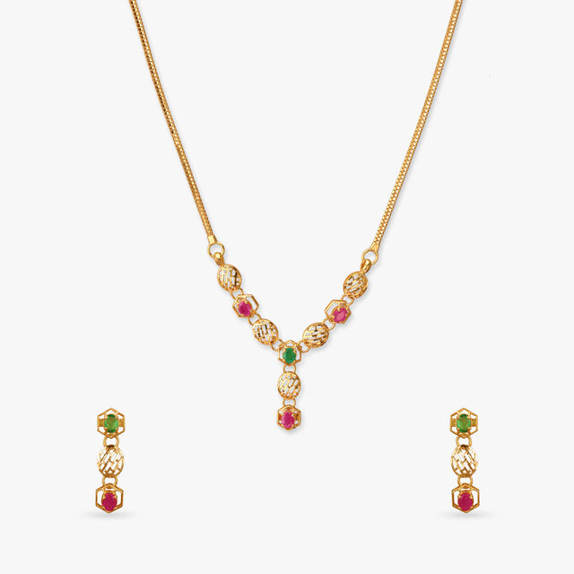 Majestic Hues Gold Necklace Set 