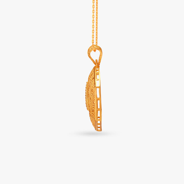 Artful Hexagon Gold Pendant and Earrings Set 3