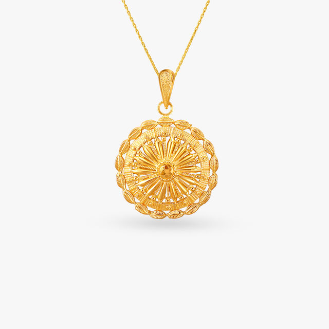 Radiant Sunburst Gold Pendant and Earrings Set 2