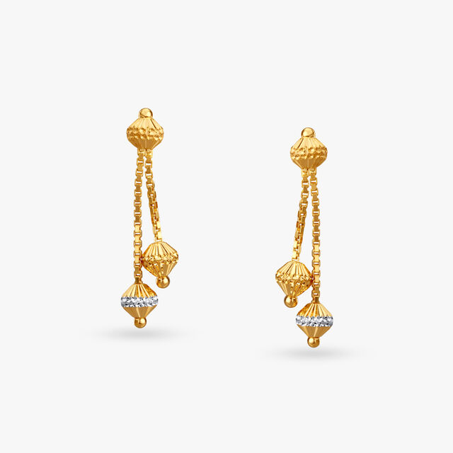 Classic Beaded Gold Pendant with Chain and Earrings Set 4