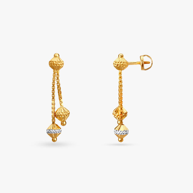 Classic Beaded Gold Pendant with Chain and Earrings Set 5