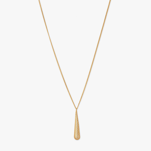 Woven Shine Gold Pendant with Chain and Earrings Set 2