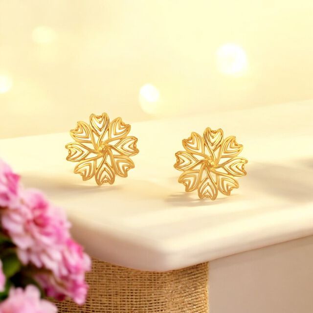 Ethereal Lotus Gold Drop Earrings