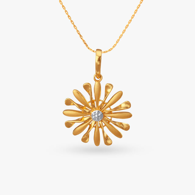 Sunburst Bloom Gold Pendant 