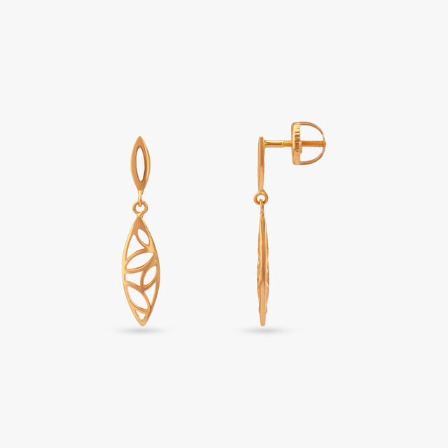 Leaf Drift Gold Drop Earrings 2