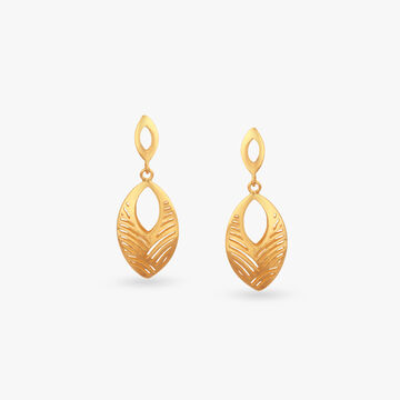 Leaf Lattice Gold Drop Earrings