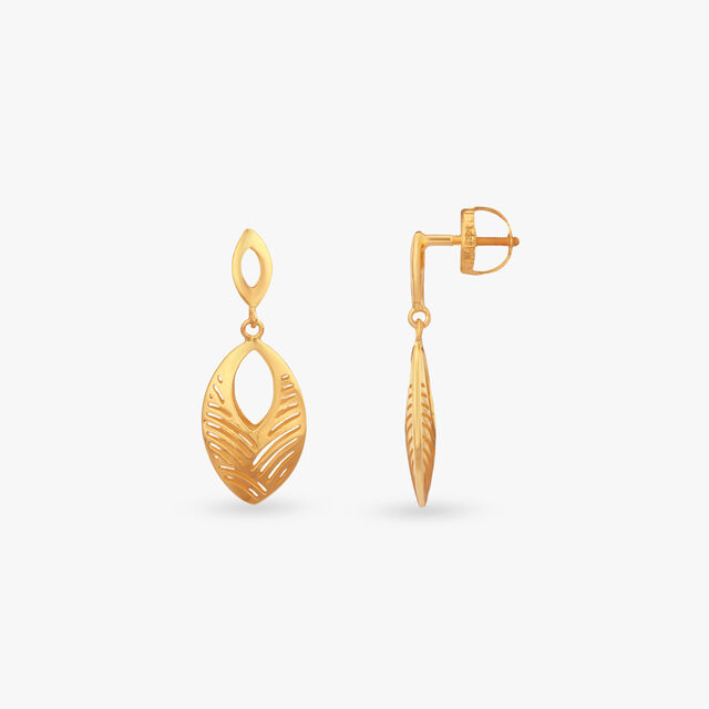 Leaf Lattice Gold Drop Earrings 2