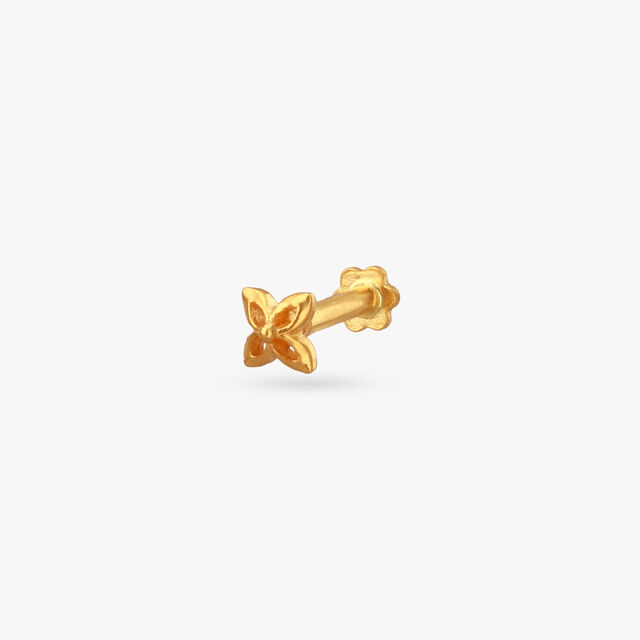 Floral Elegance Gold Nose Pin