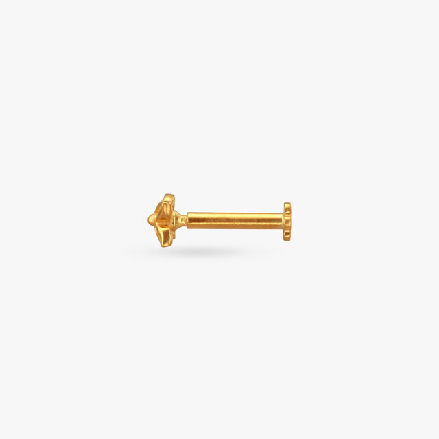 Floral Elegance Gold Nose Pin