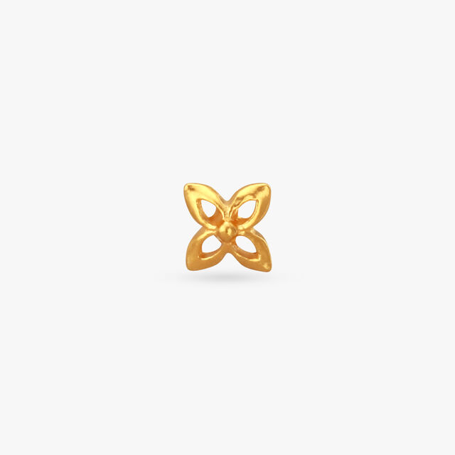 Floral Elegance Gold Nose Pin