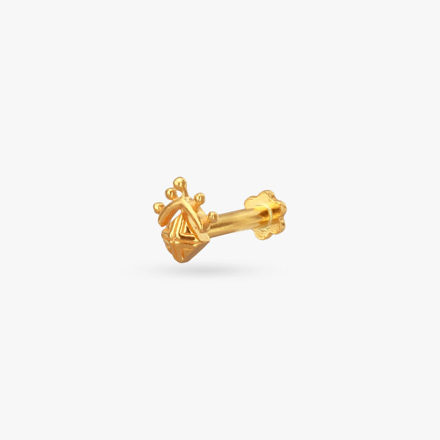 Sculpted Elegance Gold Nose Pin