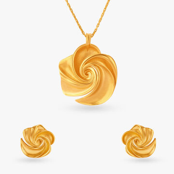 Blooming Swirl Pendant and Earrings Set