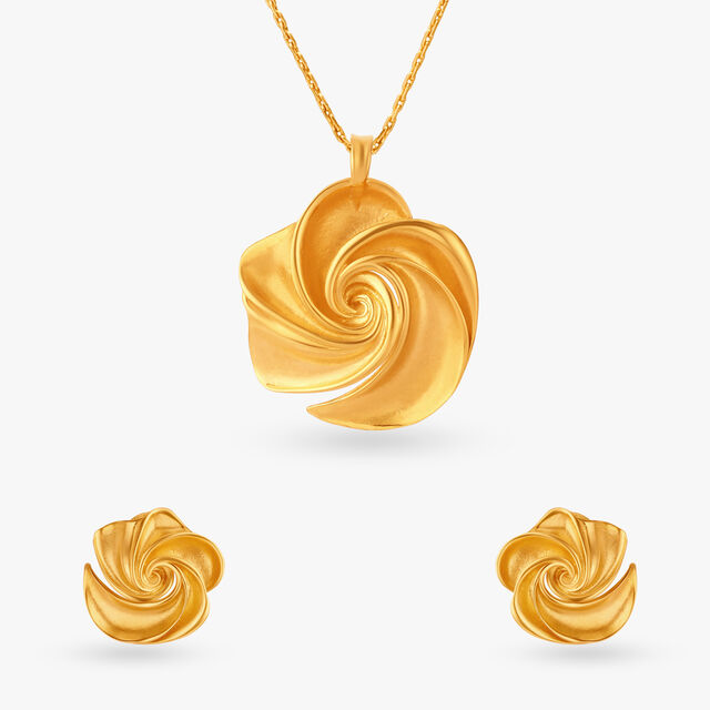 Blooming Swirl Pendant and Earrings Set 