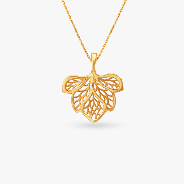 Enchanting Leaf Gold Pendant 
